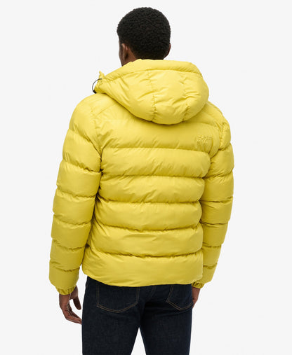 Hooded Sports Puffer Jacket | Wax Yellow