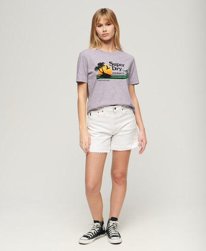 Outdoor Stripe Relaxed T Shirt | Parma Violet Purple Marle