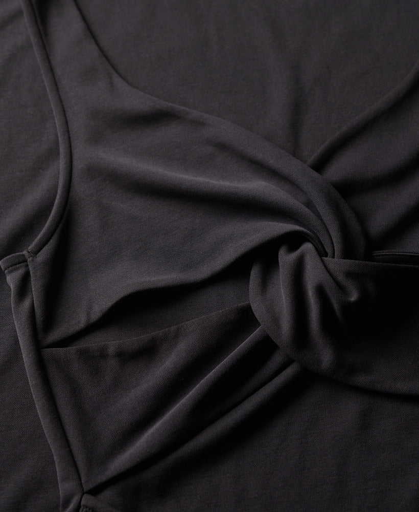 Jersey Twist Back Midi Slim Fit Dress | Black