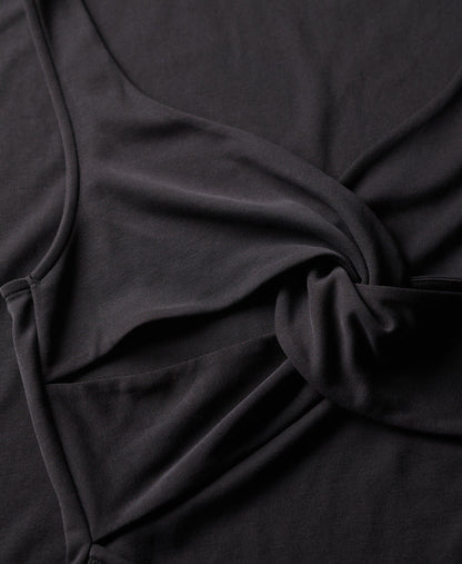 Jersey Twist Back Midi Slim Fit Dress | Black
