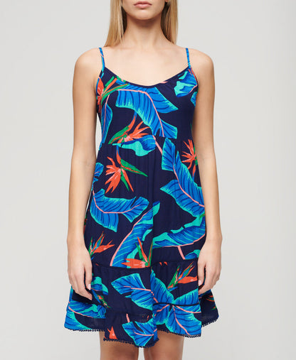 Mini Cami Beach Dress | Navy Paradise