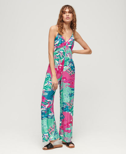Printed Cami Jumpsuit | Magenta Stork Cloud
