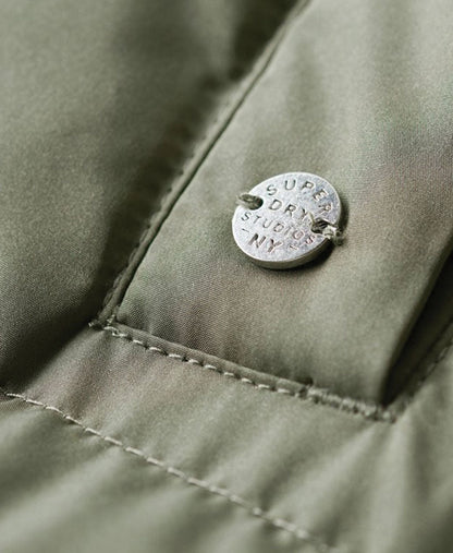 Longline Hooded Puffer Gilet | Light Khaki Green