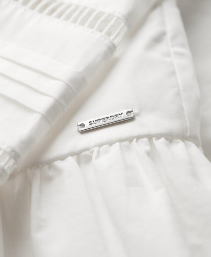 Lace Mix Shirt Dress | Chalk White