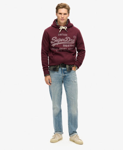 Classic Vintage Logo Graphic Hoodie | Track Burgundy Marle