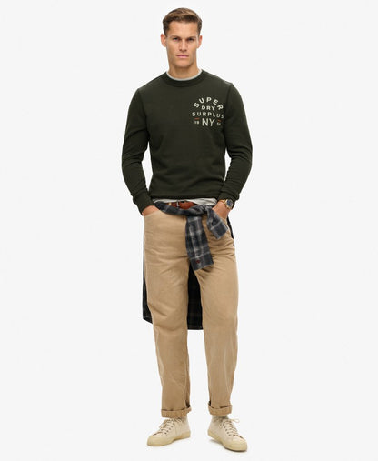 Slim Fit Surplus Graphic Crew | Washed Black