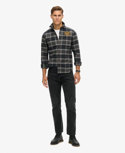 Embroidered Check Overshirt | Roderick Check Black