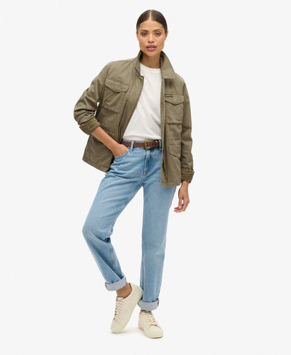 Embroidered M65 Military Jacket | Moss Khaki