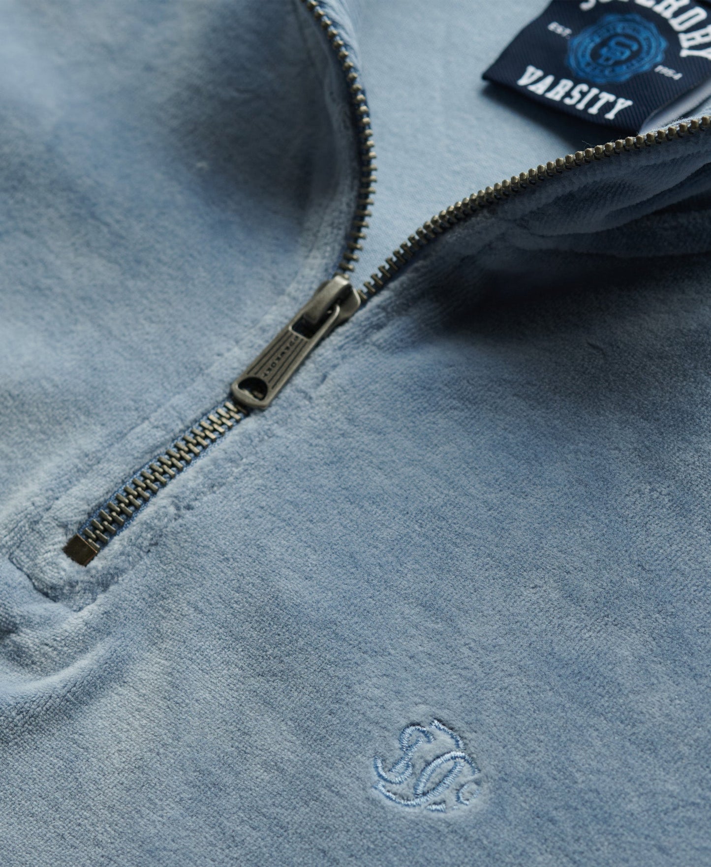 Velour Half Zip | Tidal Blue