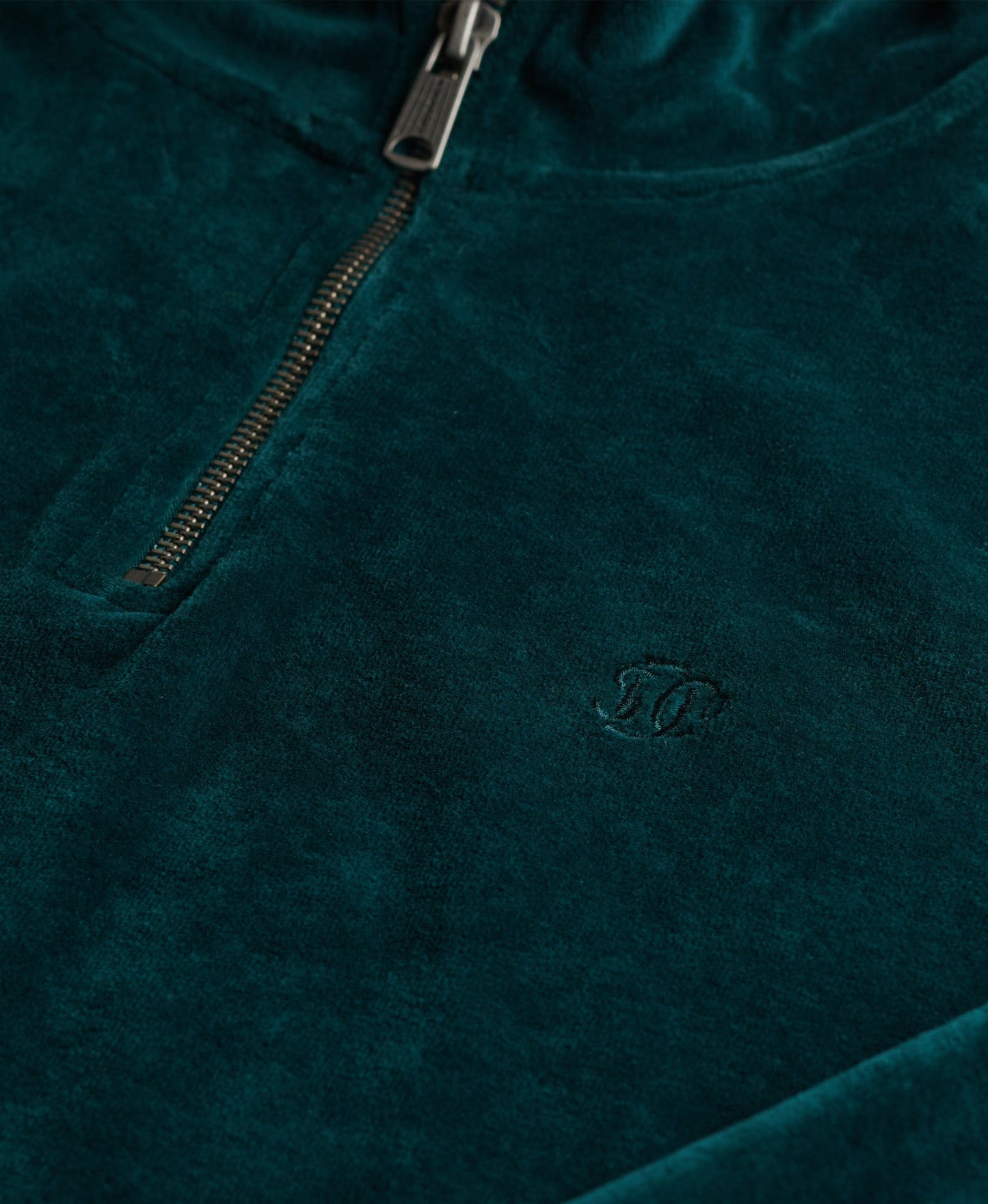 Velour Half Zip | Dark Pine Green