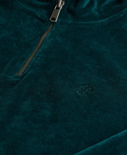 Velour Half Zip | Dark Pine Green