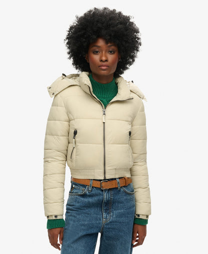 Crop Hooded Fuji | Pelican Beige