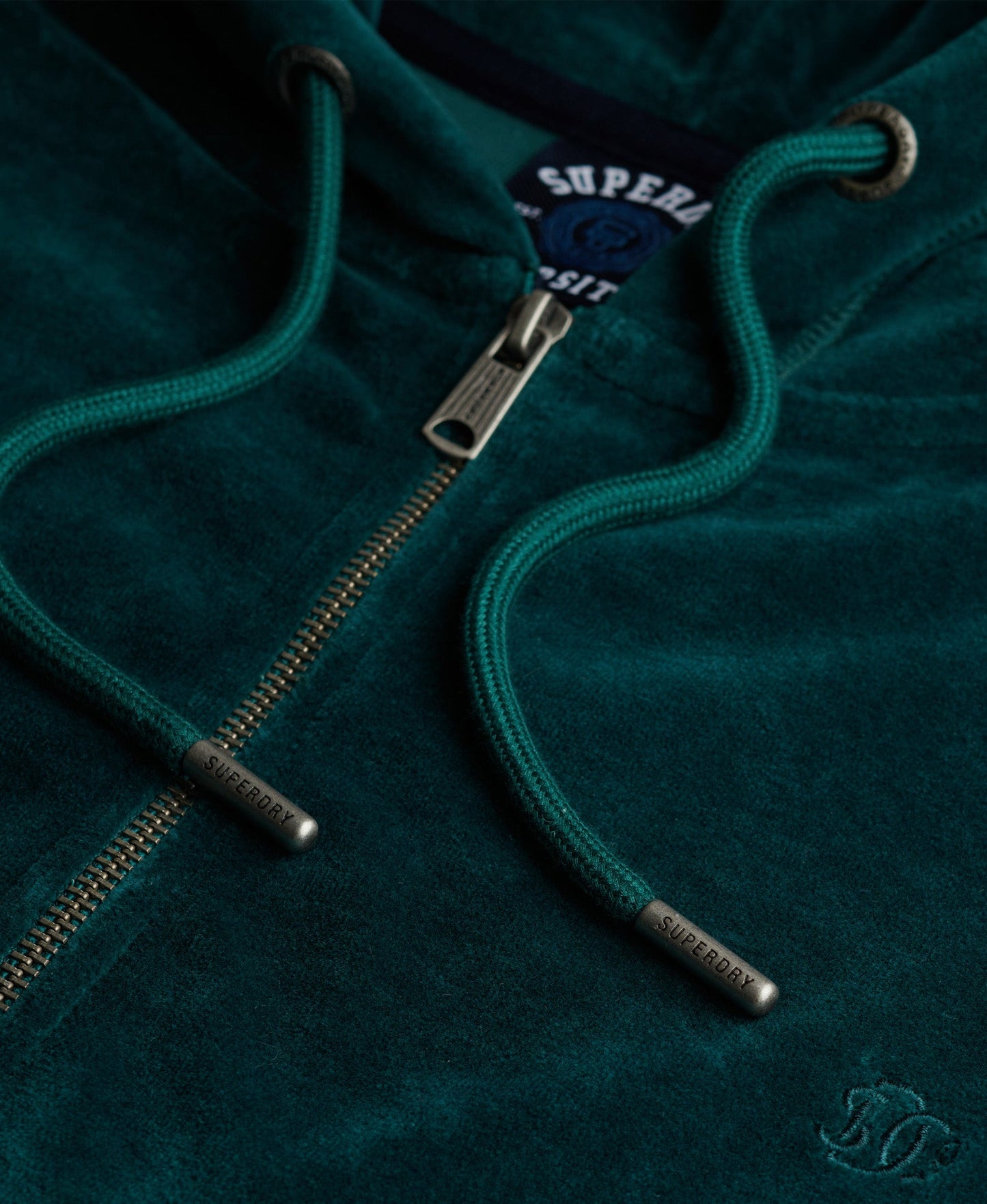 Velour Ziphood | Dark Pine Green
