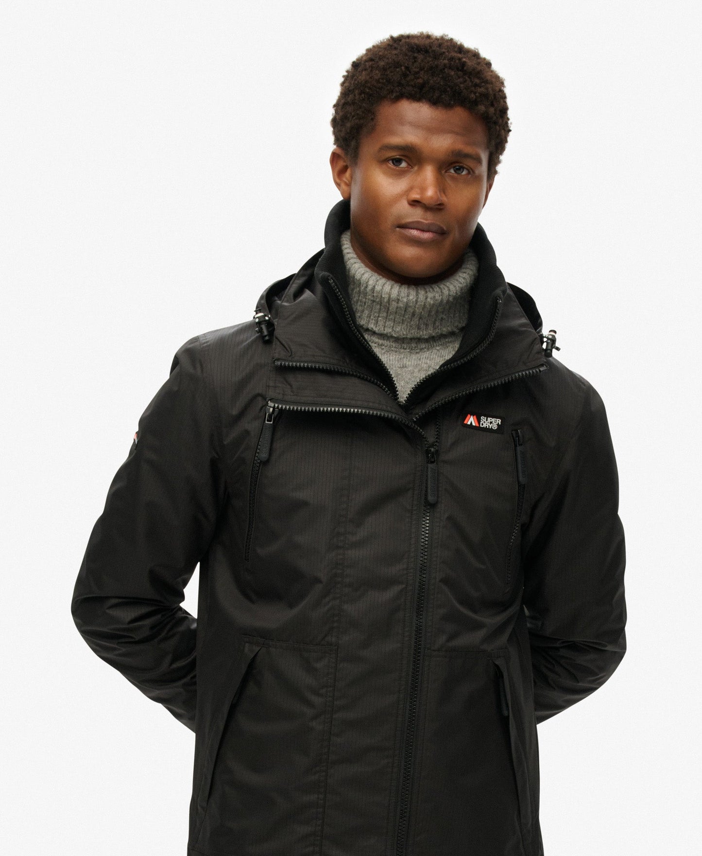Hooded Mountain Windbreaker Jacket | Black