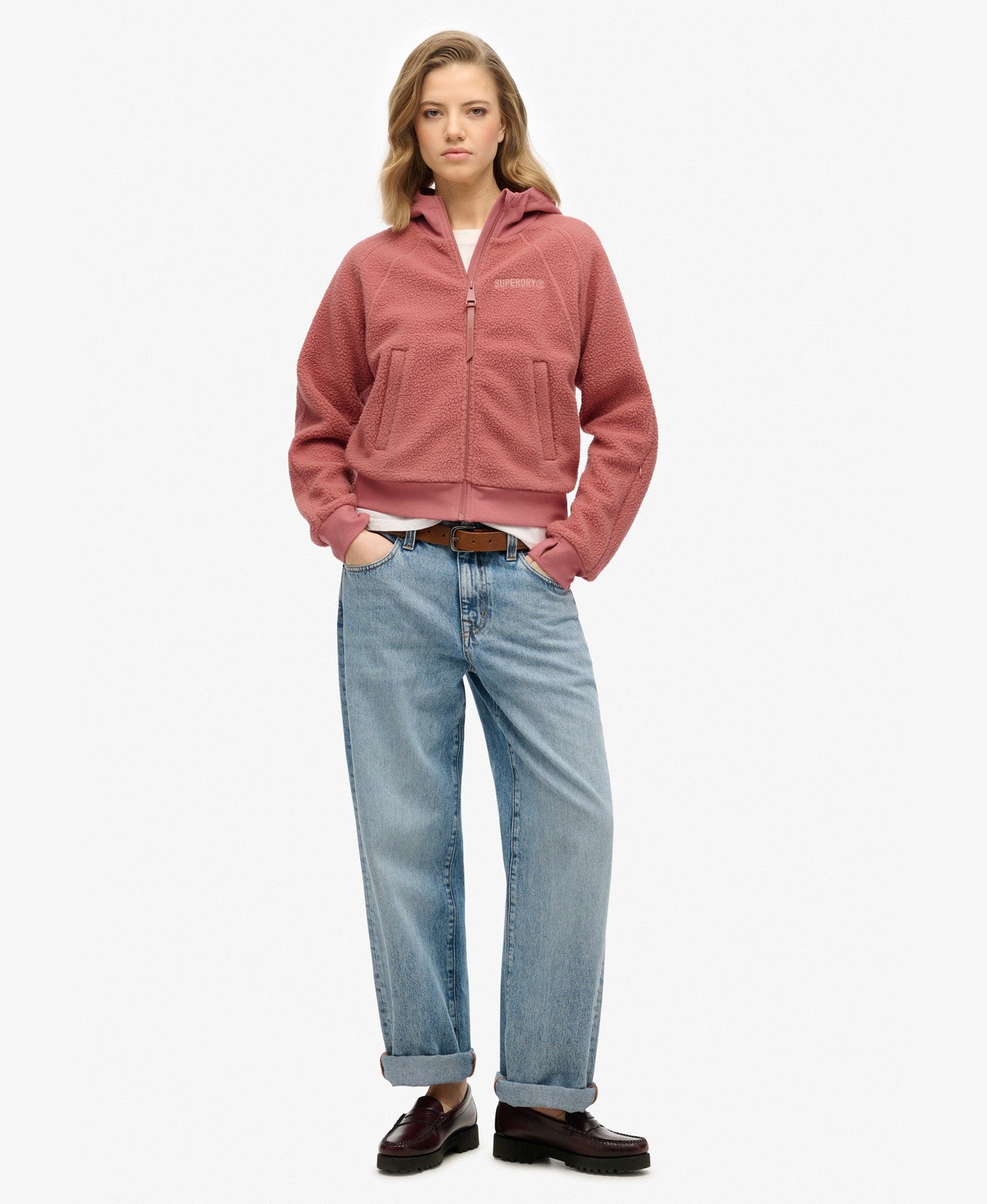 Active Tech Fleece Full Ziphood | Withered Rose