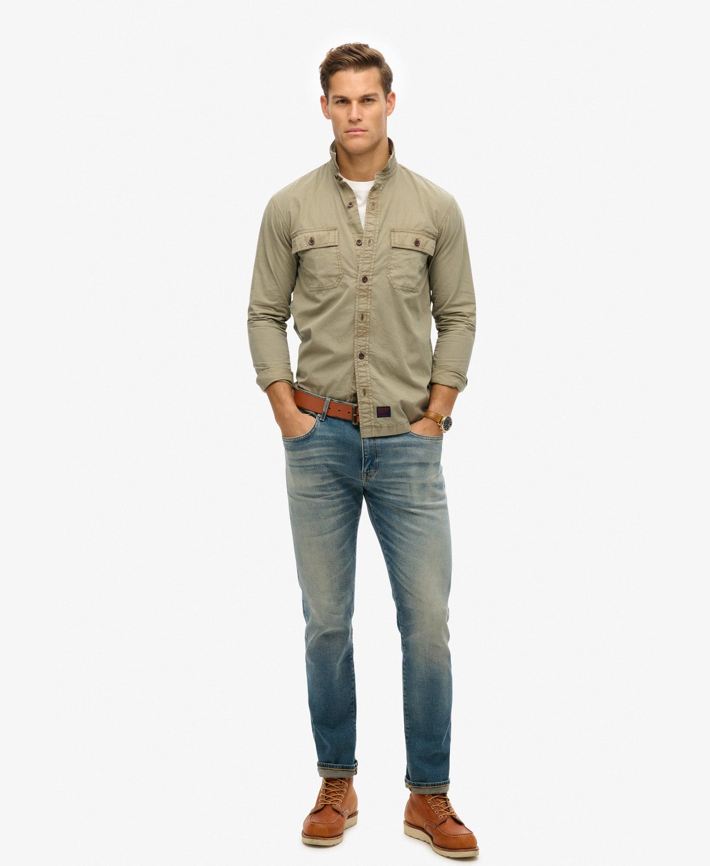 Military Long Sleeve Shirt | Light Khaki Green