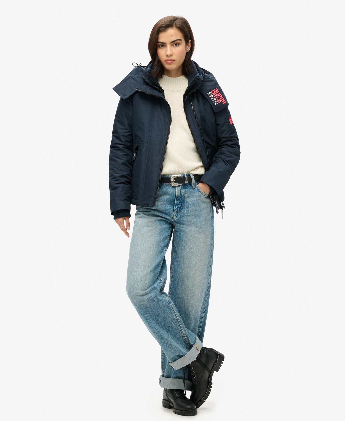 Hooded Mountain Windbreaker Slim Fit Jacket | Eclipse Navy