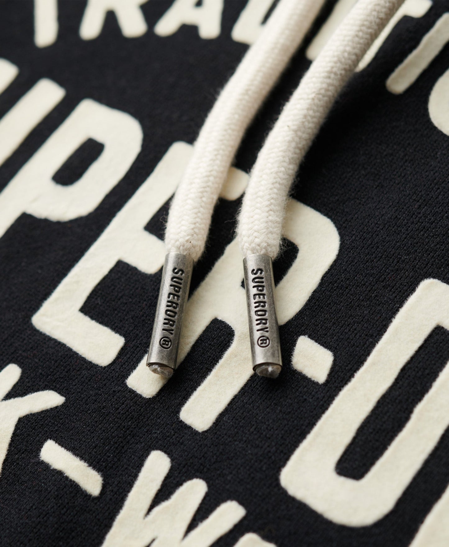 Workwear Flock Graphic Hoodie | Nero Black Marle