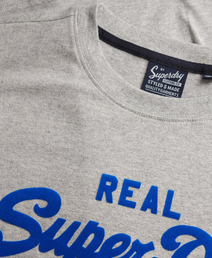 Vintage Logo Flock Tee | Grey Marle