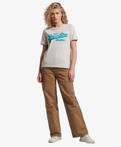 Vintage Logo Scripted College Tee | Oatmeal Marle
