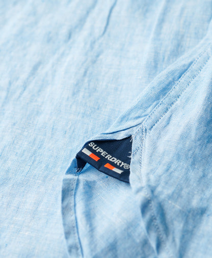 Vacation Long Sleeve Linen Shirt | Sea Blue Chambray