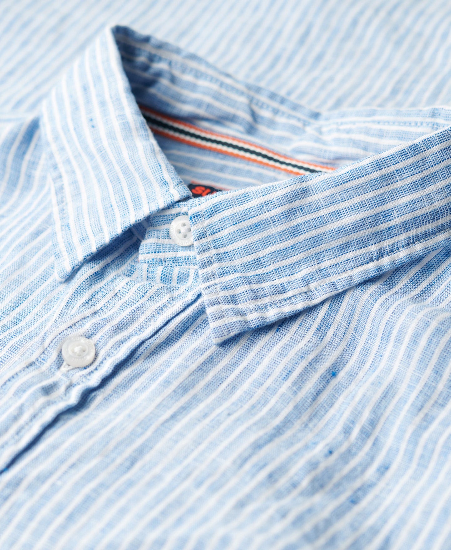 Vacation Long Sleeve Linen Shirt | Azure Blue Stripe