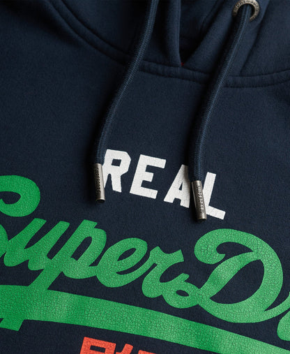 Vintage Logo Tri Slim Fit Hoodie | Eclipse Navy