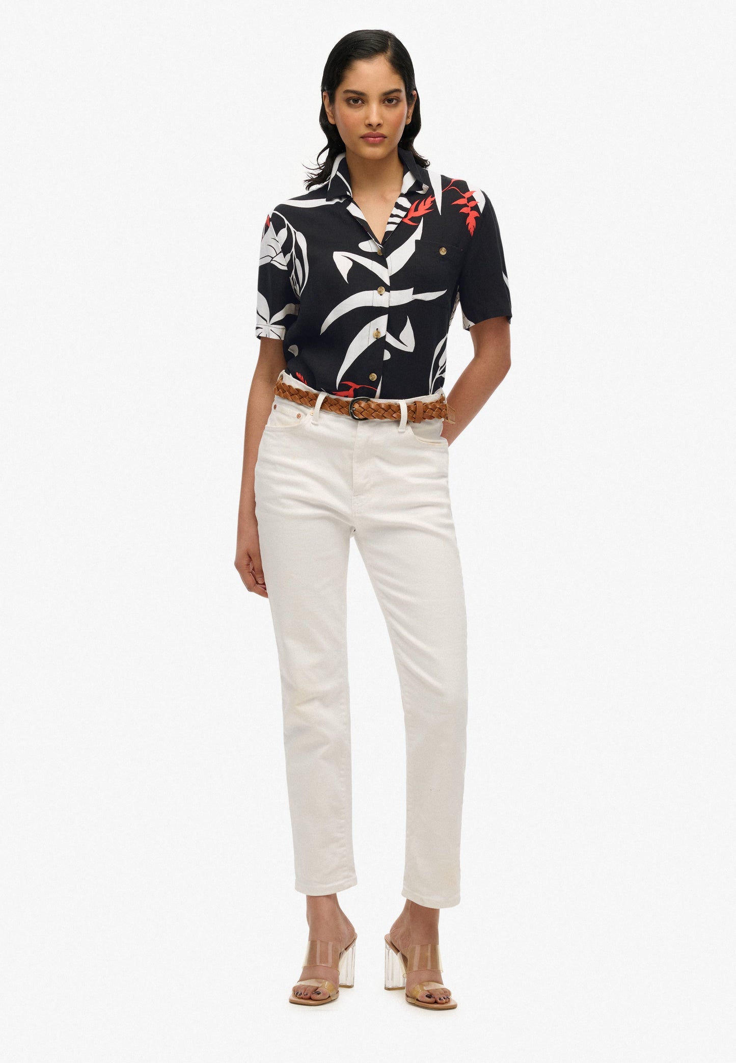 Beach Resort Shirt | Jungle Black Silhouette