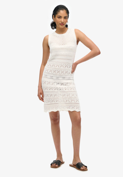 Crochet Mini Slim Fit Dress | Desert Bone Off White