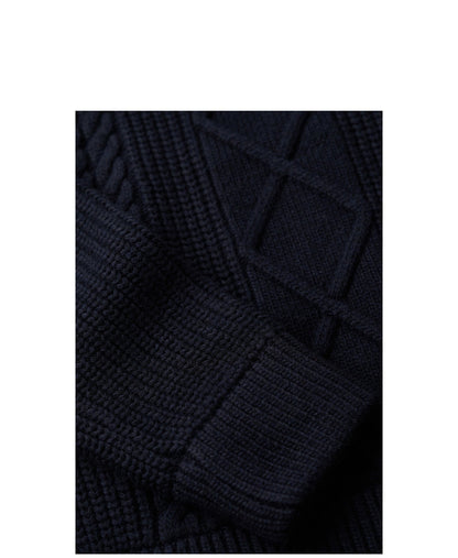 Merchant Cable Roll Neck | Navy