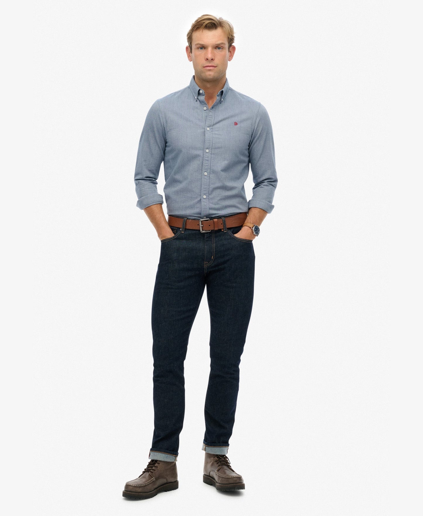Classic Oxford Long Sleeve Shirt | Azure Blue Chambray Oxford