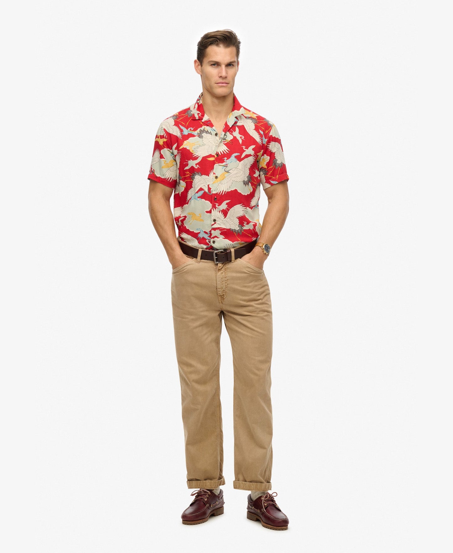 Merchant Hawaiian Shirt | Tsuru Red