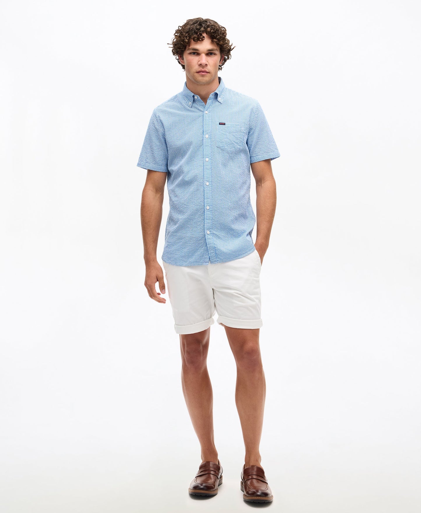 Seersucker Short Sleeve Shirt | Royal Gingham
