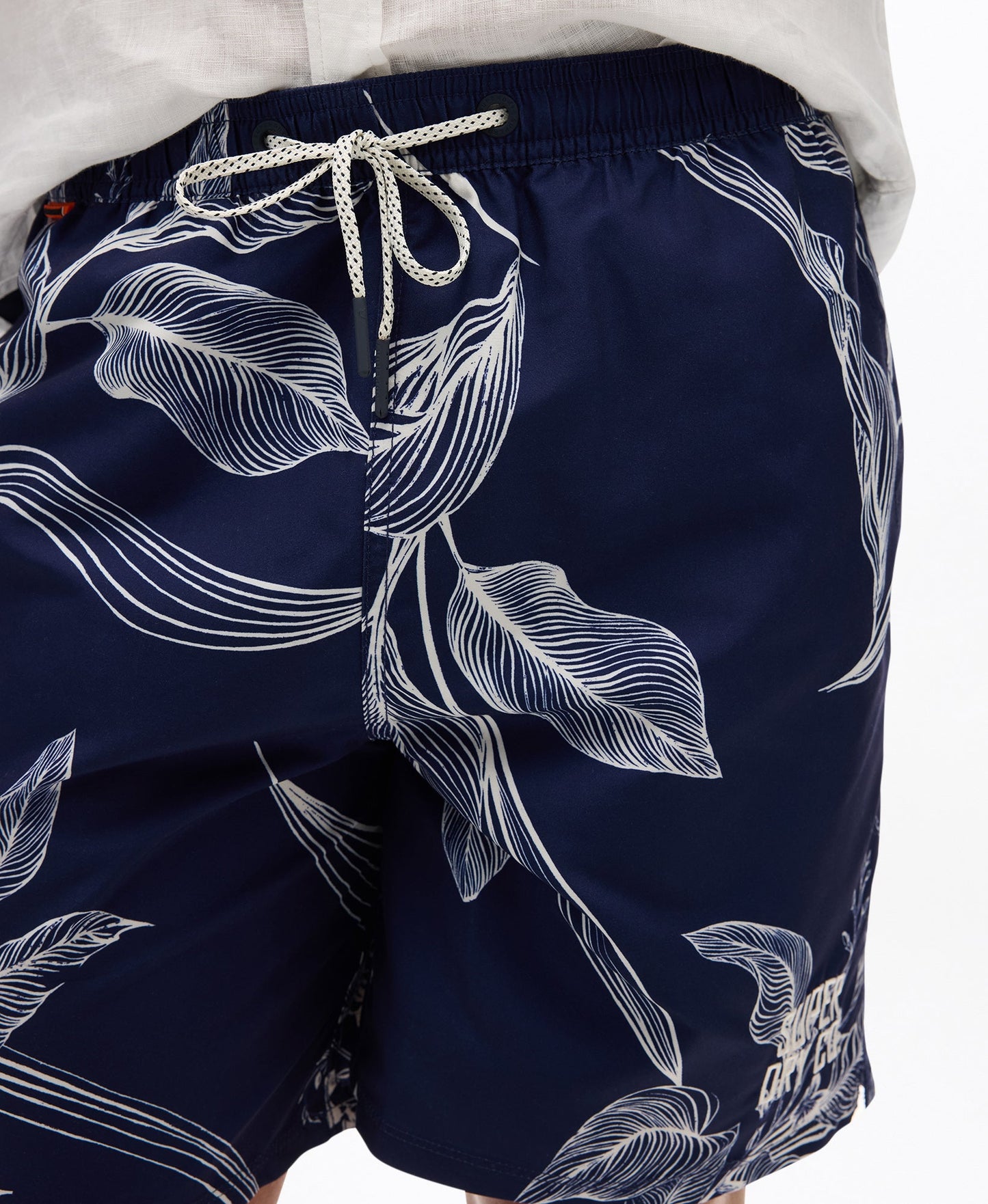 Hawaiian Print 17'' Swim Short | Canna Leaves Navy
