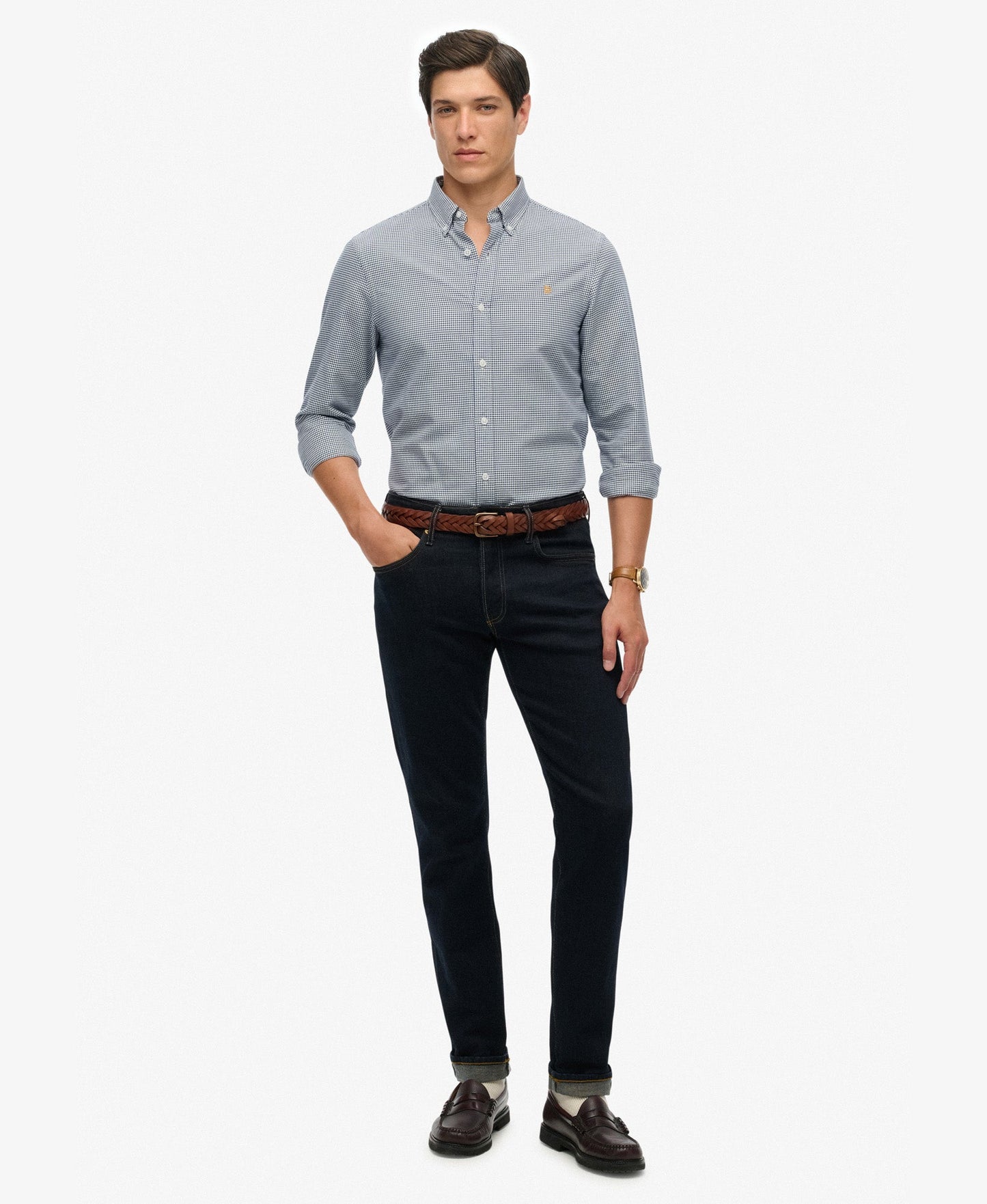 Classic Oxford Long Sleeve Shirt | Ocean Navy Gingham