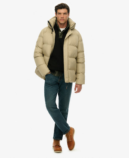 Hooded 5 Baffle Sports Puffer | Winter Twig Beige
