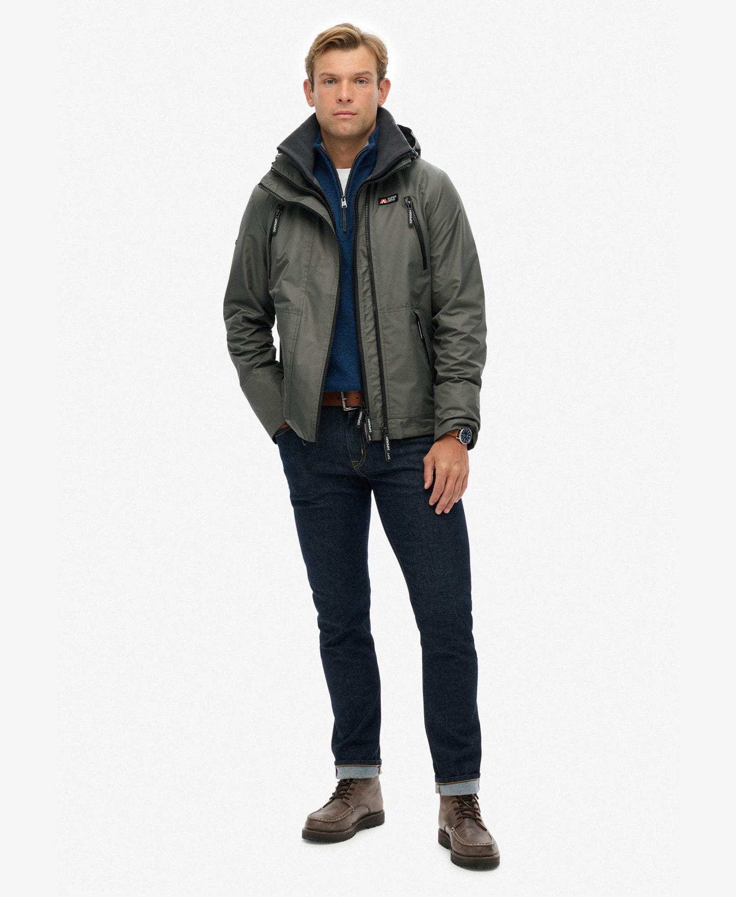 Hooded Mountain Windbreaker Slim Fit Jacket | Dark Dull Charcoal