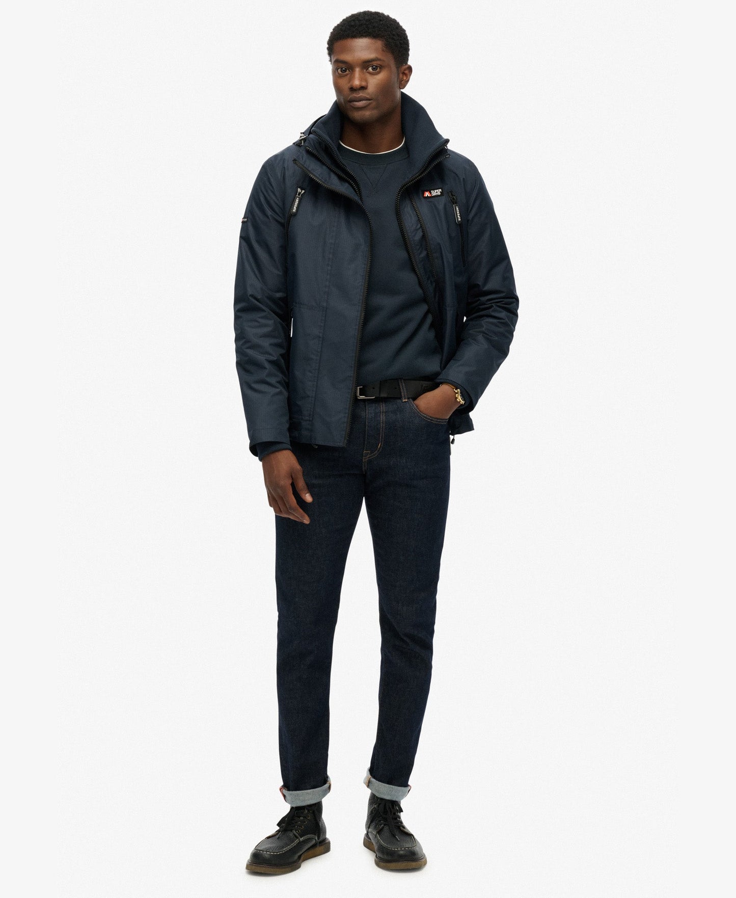 Hooded Mountain Windbreaker Slim Fit Jacket | Eclipse Navy