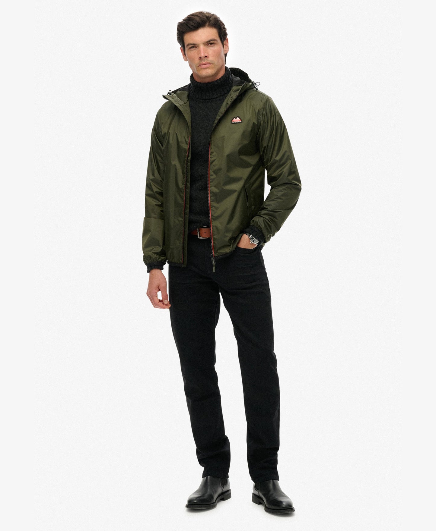 Essential Tri Windbreaker Jacket | Olive Night Green