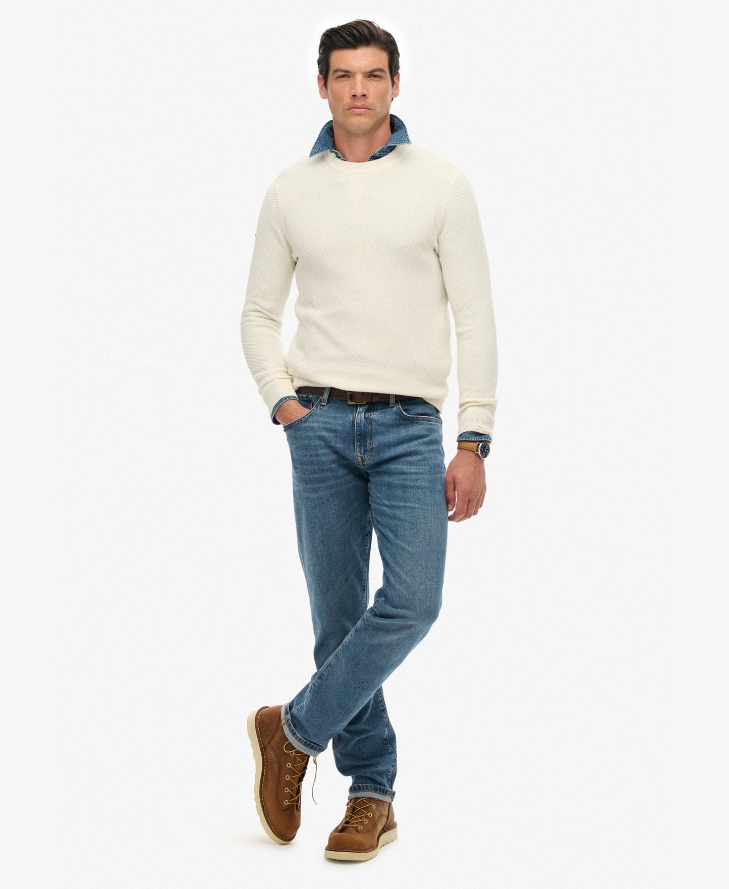 Light Weight Cotton Texture Jumper | Off White