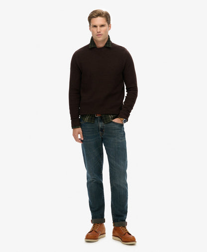 Light Weight Cotton Texture Jumper | Dark Brown/Black
