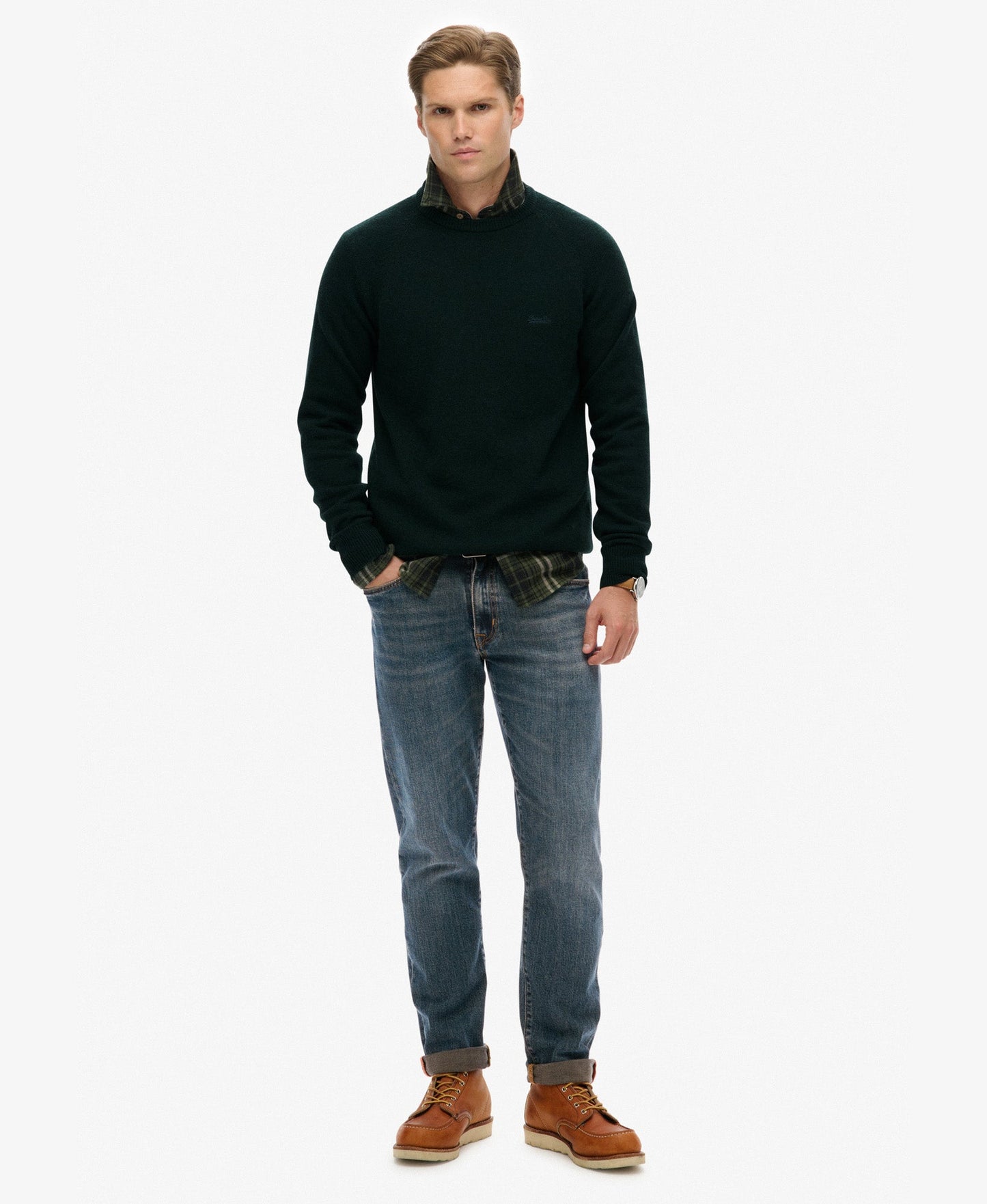 Wool Blend Jumper | Forest Green Marle