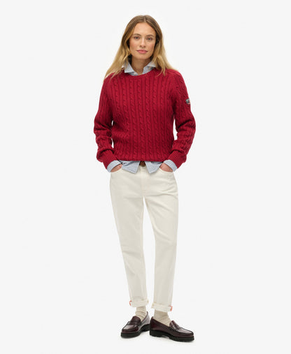 Slouchy Cable Knit | Bordeaux Red