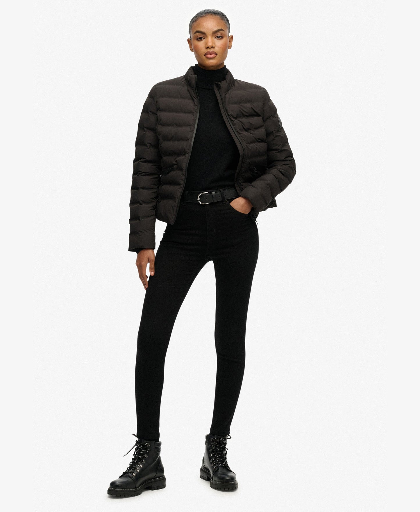 City Fuji Padded Slim Fit Jacket | Black