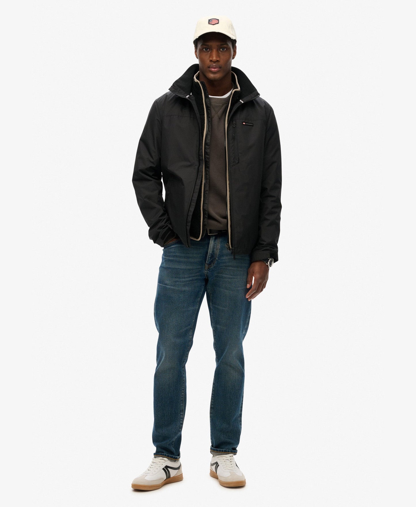 Non Hooded Logo Windbreaker | Jet Black