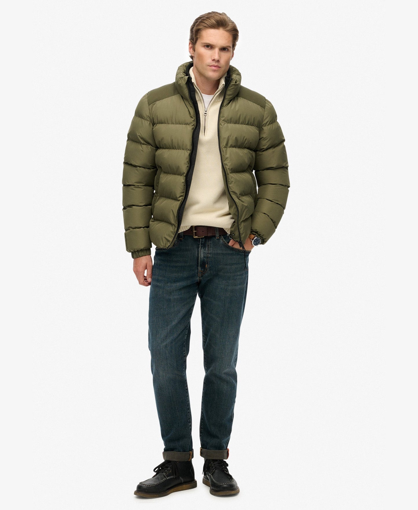 Sports Puffer Jacket | Shooting Olive