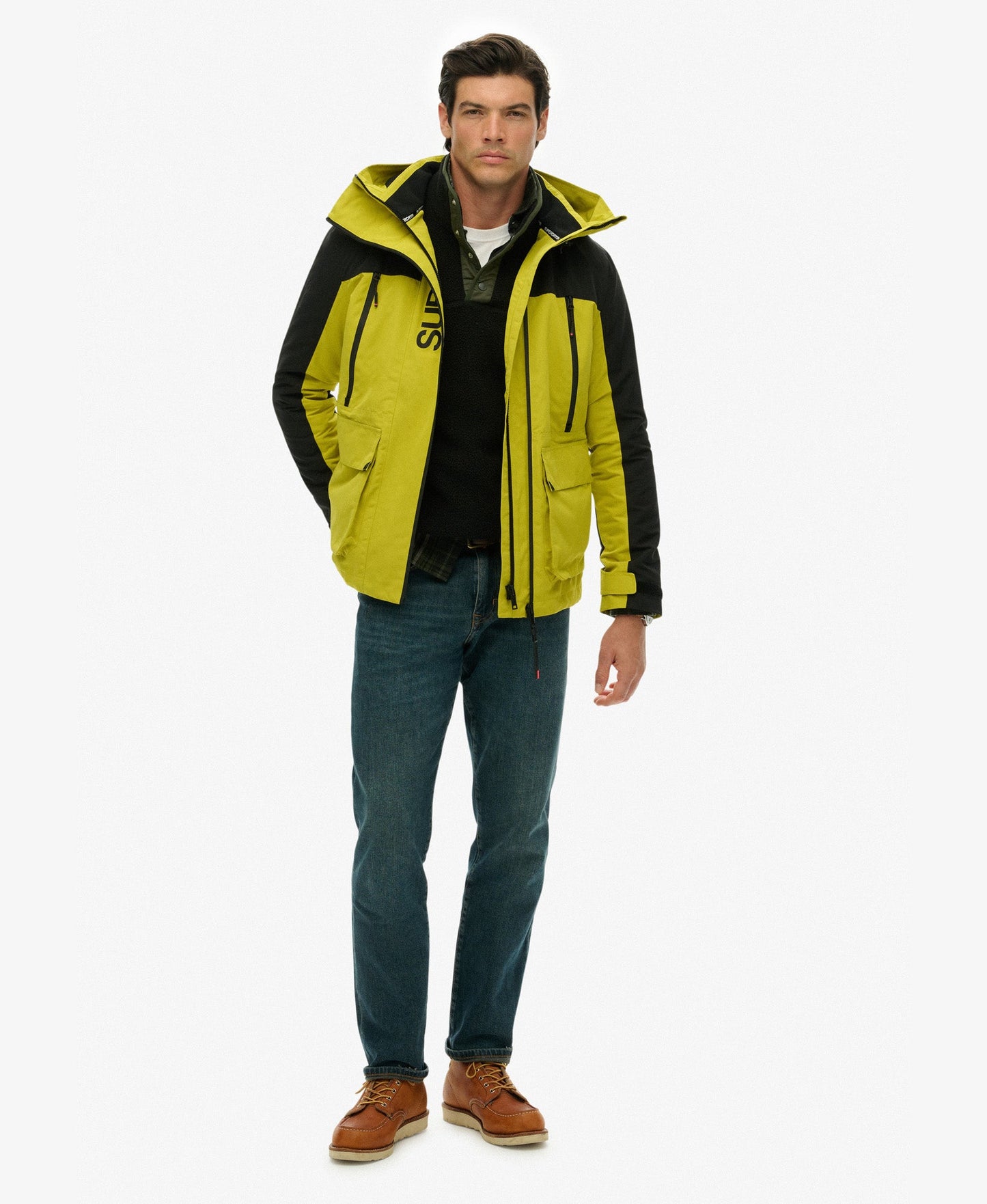 Colour Block Slim Fit Windbreaker Jacket | Wax Yellow