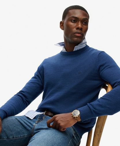 Essentials Cotton Jumper | Pilot Mid Blue Marle