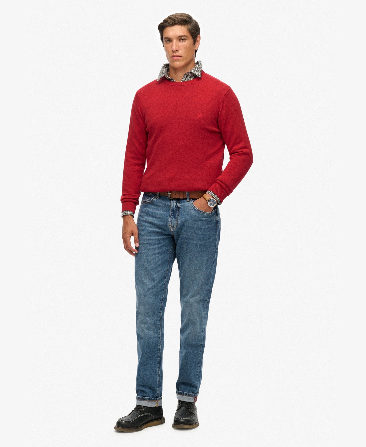Essentials Cotton Jumper | Crimson Red Marle