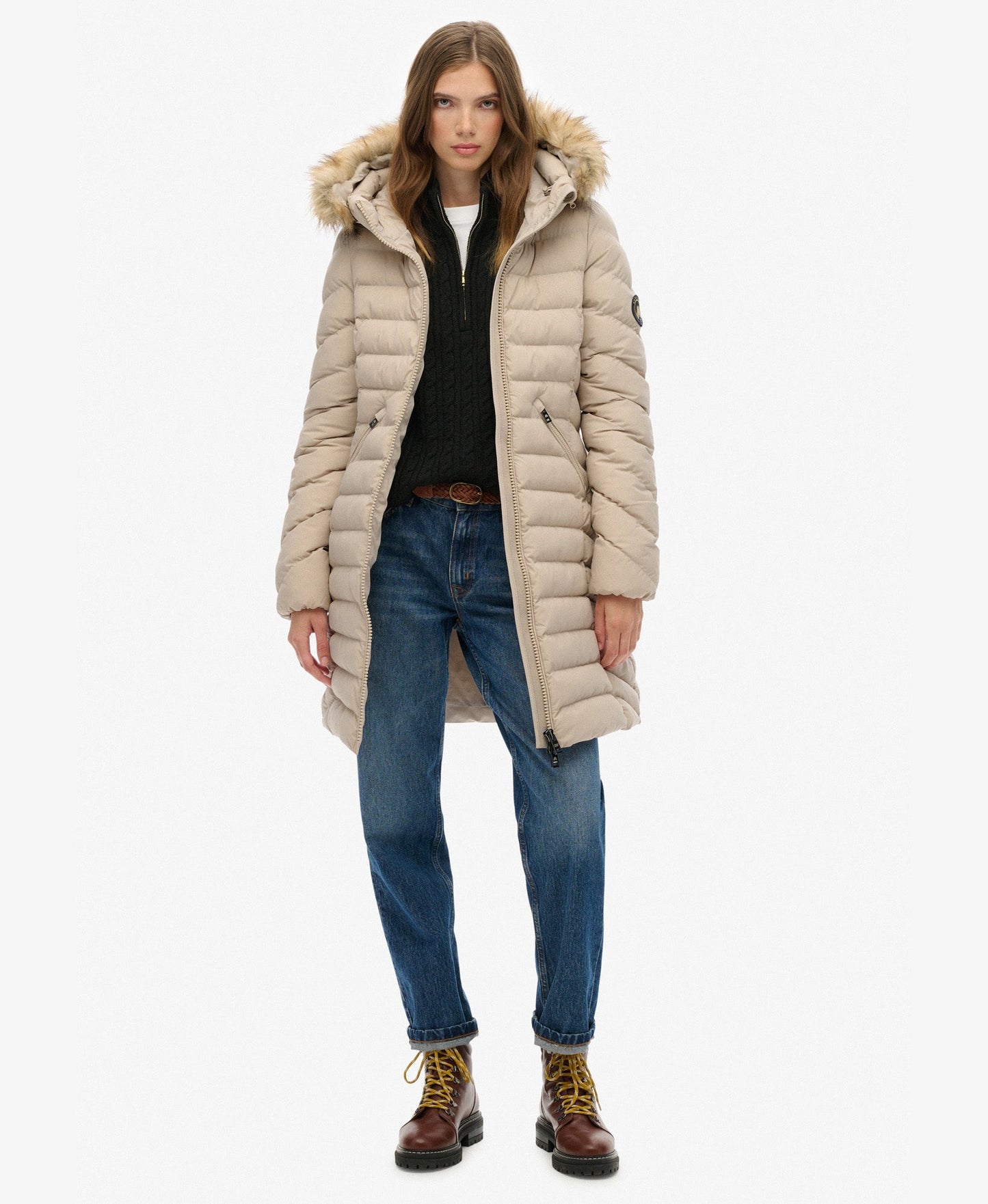 Fuji Hooded Mid Length Jacket | Chateau Grey